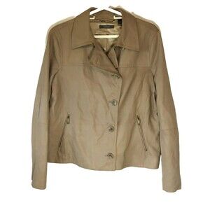 Liz Claiborne Brown Suede Leather Collard Soft Buttery Jacket Lined Sz 14